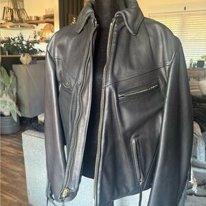 C&H Custom Men's Black Leather Jacket